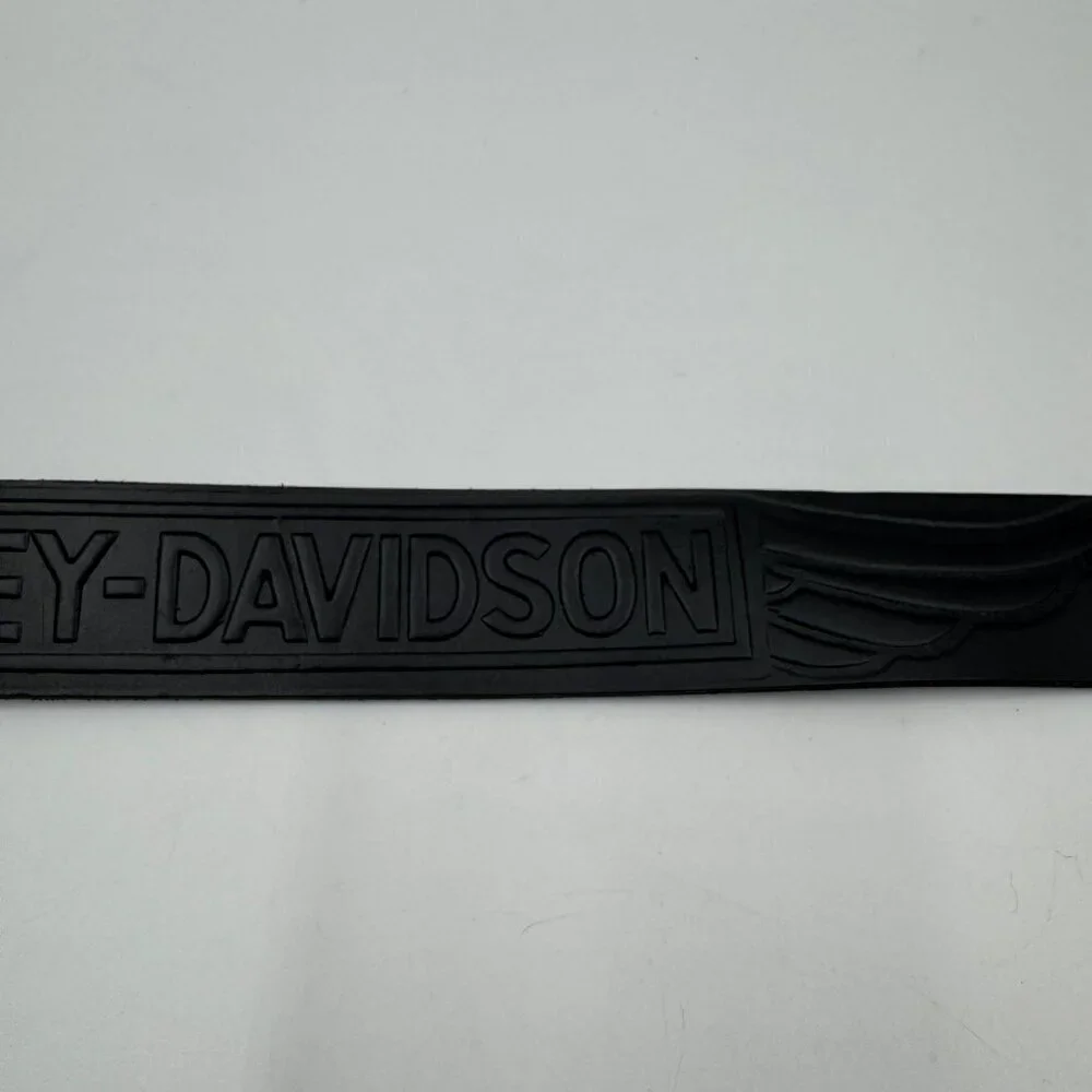 Harley-Davidson Logo Embossed Black Leather Belt Mens Size 38 Durable Design